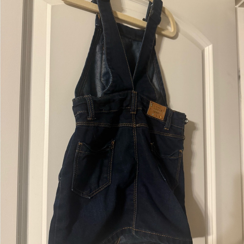 Dark Blue Denim Overalls Dress from Europe